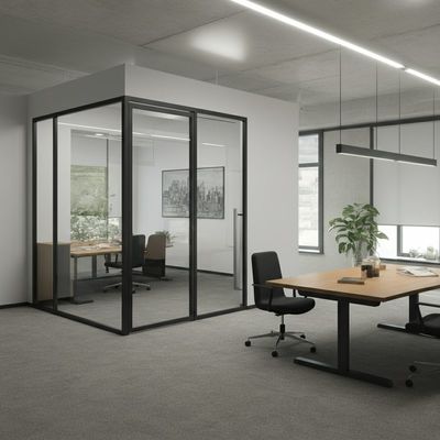 Profil aluminiowy z systemami przegród z podwójnej szkła dla biur