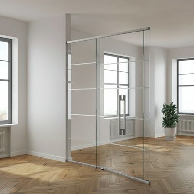 Szklane ściany rozdzielcze z aluminiową ramą o grubości 90 mm do biur